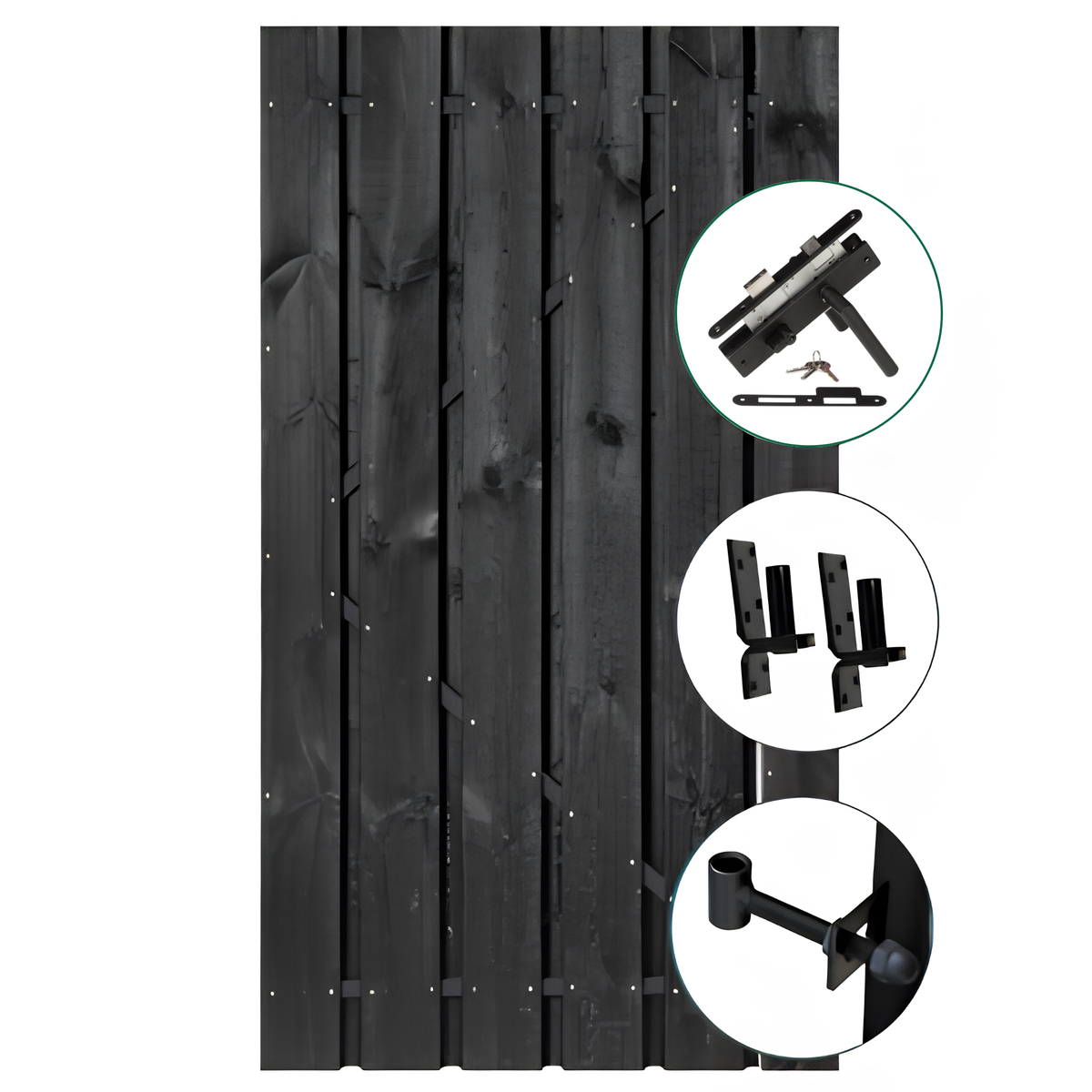 Tuindeur Privacy grenen zwart 90cm