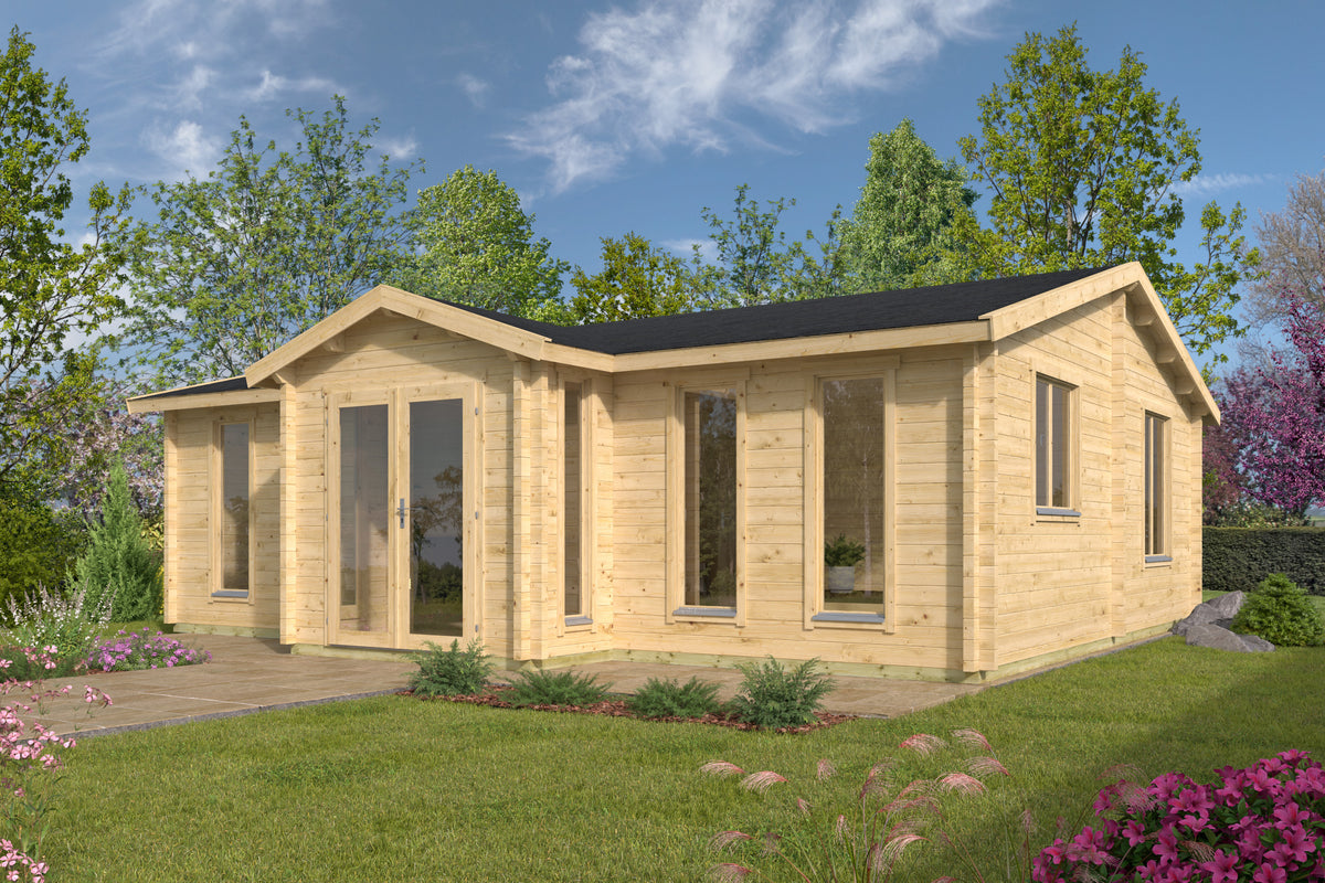 Blokhut - Tuinhuis Mullingar | 70 mm | vuren grijs geïmpregneerd