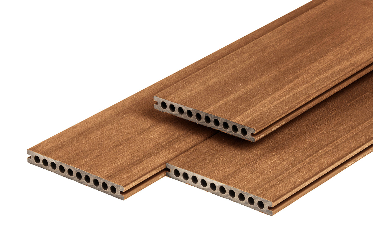 PuraShield composiet vlonderplank 2,3 x 21,0 x 400 cm, teak, semi-massief, fijne houtnerf, clip systeem