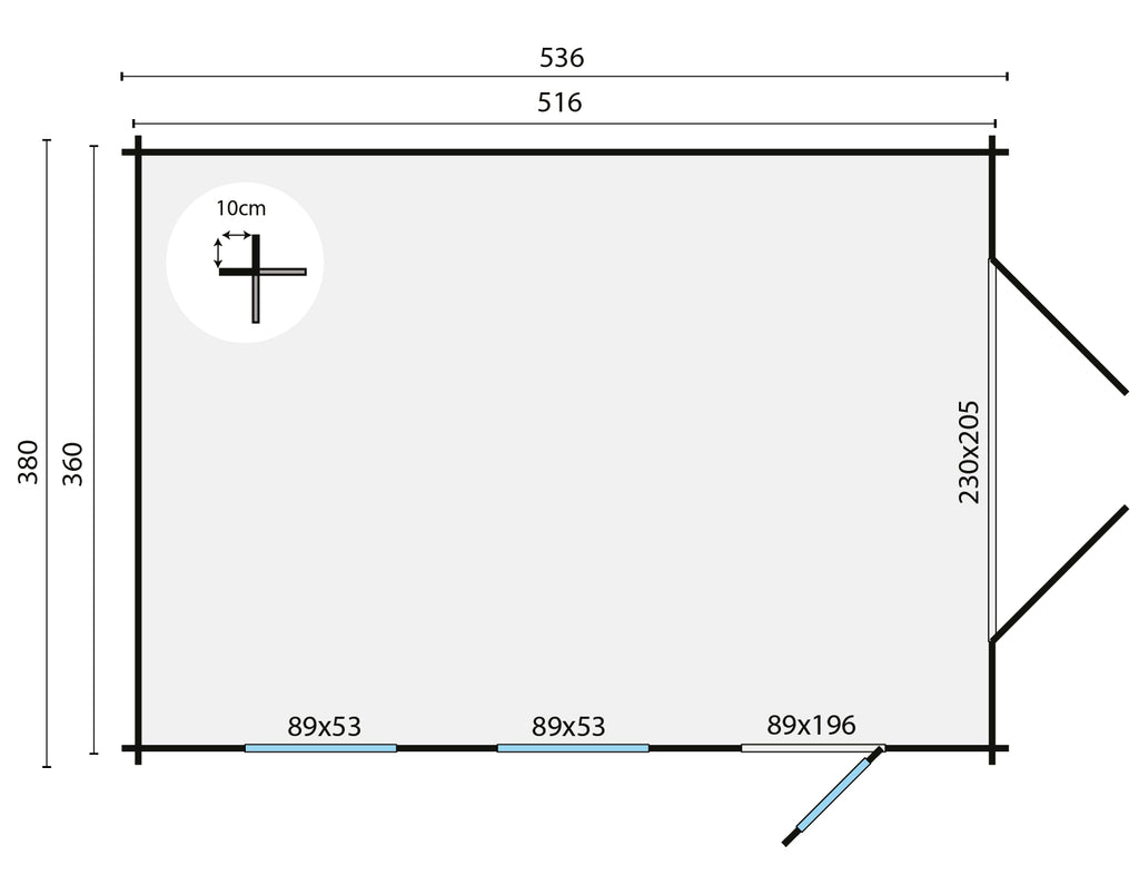 Garage Marketta | 44 mm | vuren groen geïmpregneerd