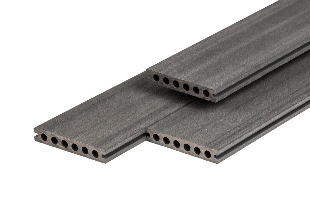 PuraShield composiet vlonderplank 2,3 x 13,8 x 300 cm, dark grey, semi-massief, fijne houtnerf, clip systeem