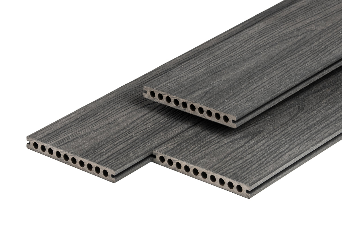PuraShield composiet vlonderplank 2,3 x 21,0 x 400 cm, dark grey, semi-massief, fijne houtnerf, clip systeem
