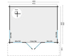 Blokhut - Tuinhuis Lory | 44 mm | vuren grijs geïmpregneerd