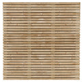 Tuinscherm Oostende, groen geïmpregneerd ME vuren, RVS-geschroefd, dubbelzijdig bekleed, 63-planks (59+4) 180 x 180 cm