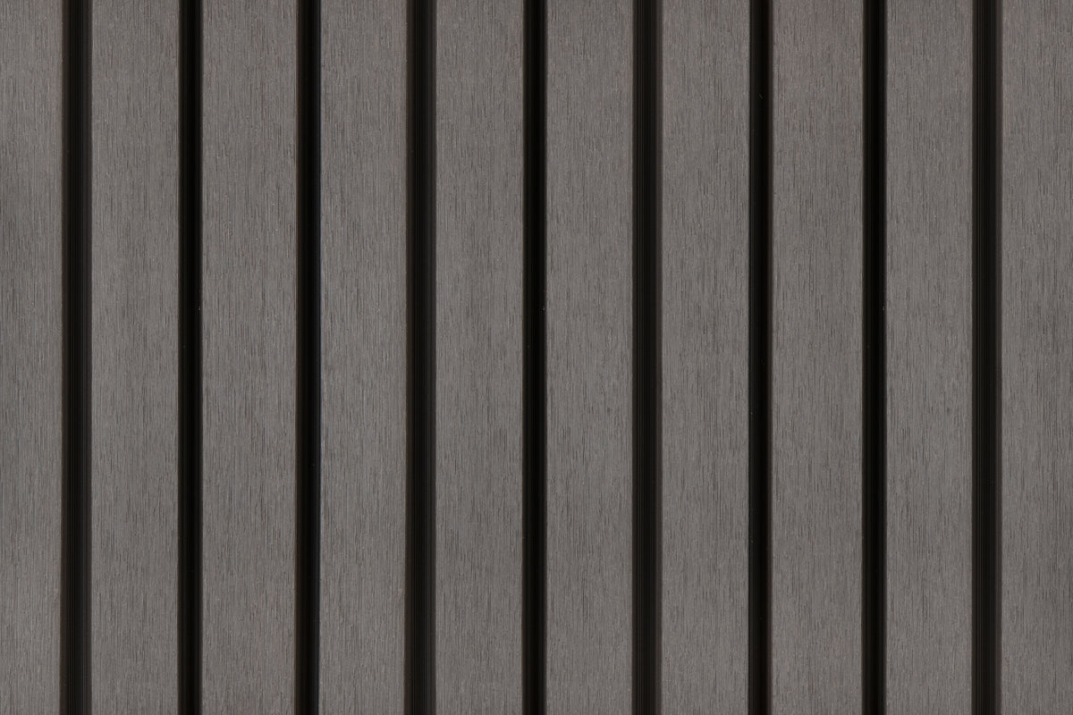PuraTech 55 composiet dubbel profiel 3,3 x 17,0 x 290 cm, dark grey, fijne houtnerf