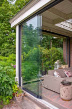 Glazenschuifwandset compleet - Inbouwhoogte 228-232cm - Paneelbreedte 104 cm - Breedte tot 400 cm - 4-sporig zwart RAL 9005
