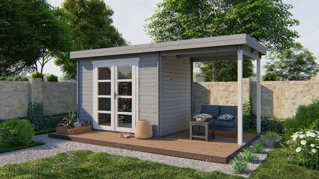 Blokhut - Tuinhuis Middelmodern | 28 mm | vuren onbehandeld