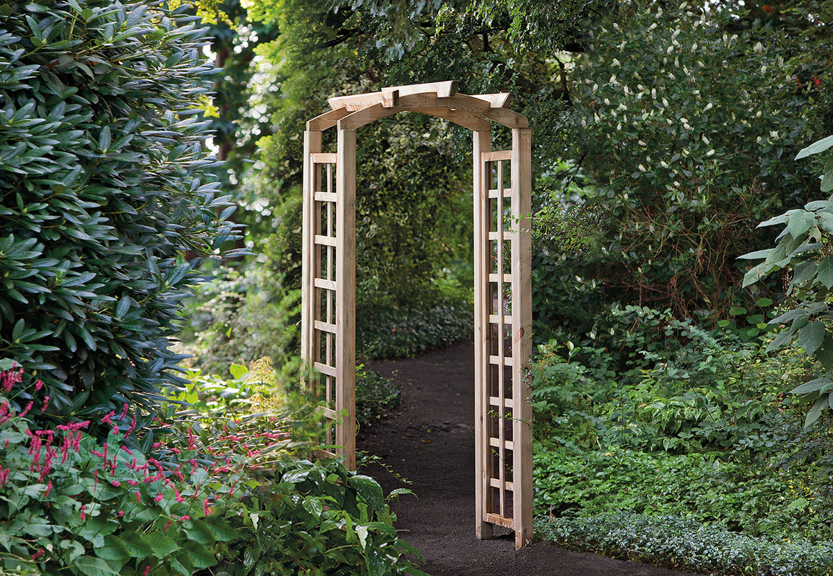 Pergolaset Holm, getoogd, groen geïmpregneerd grenen, B90 × D50 × H214 cm