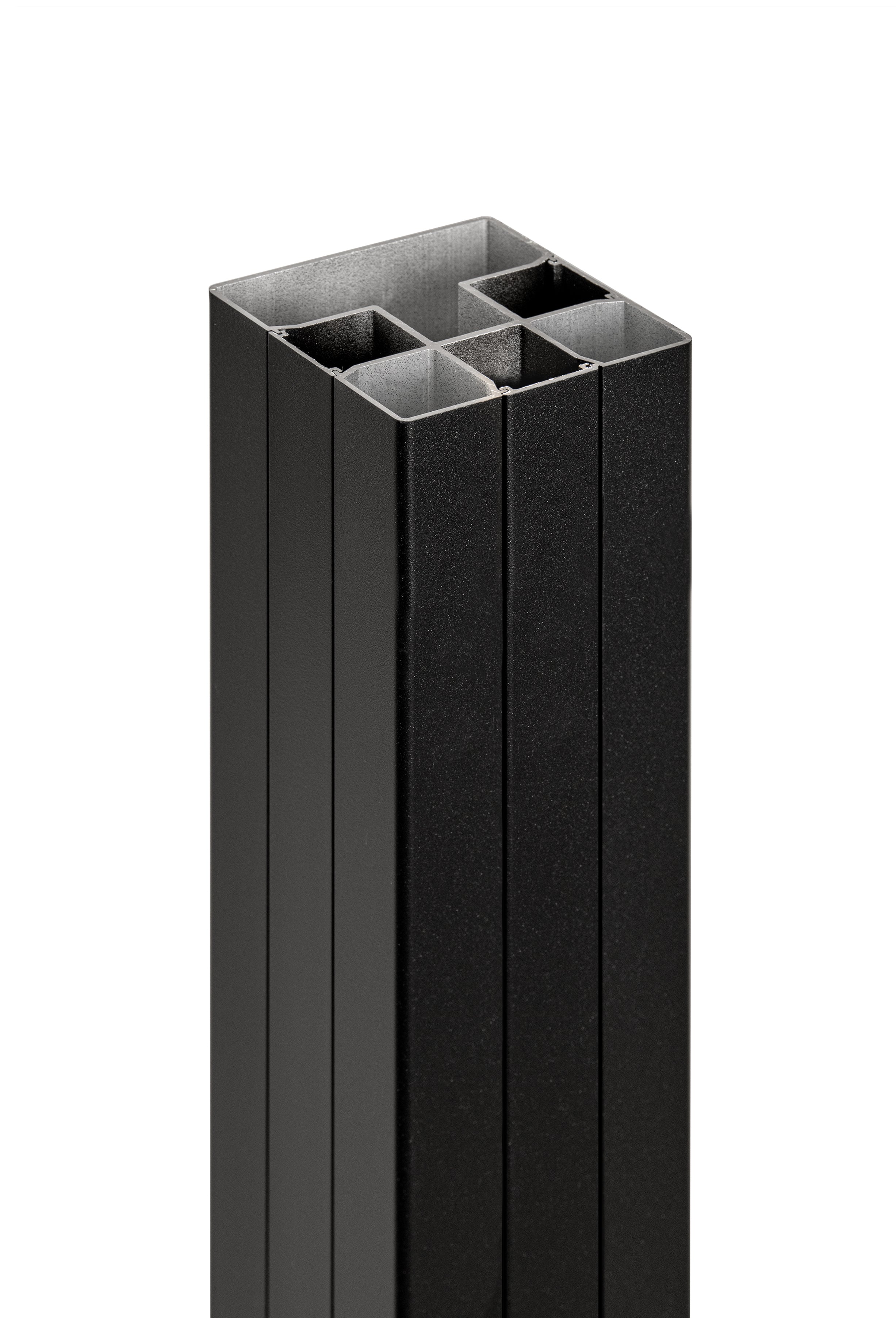 PuraFence aluminium paal incl. paalkap en paalhouder 7,5 x 7,5 x 192 cm, zwart