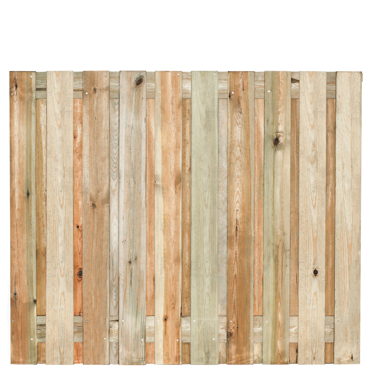 Tuinscherm Enschede, groen geïmpregneerd grenen, RVS-geschroefd, 21-planks (19+2) 180 x 150 cm