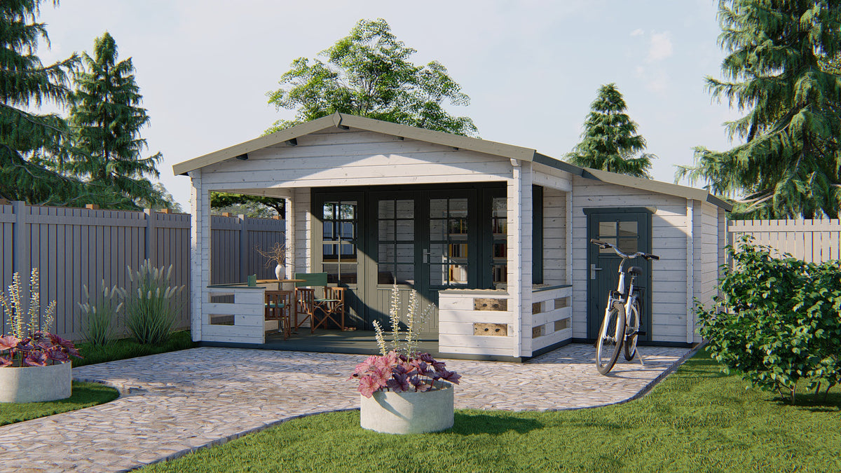 Blokhut - Tuinhuis Coventry | 58 mm | vuren grijs geïmpregneerd