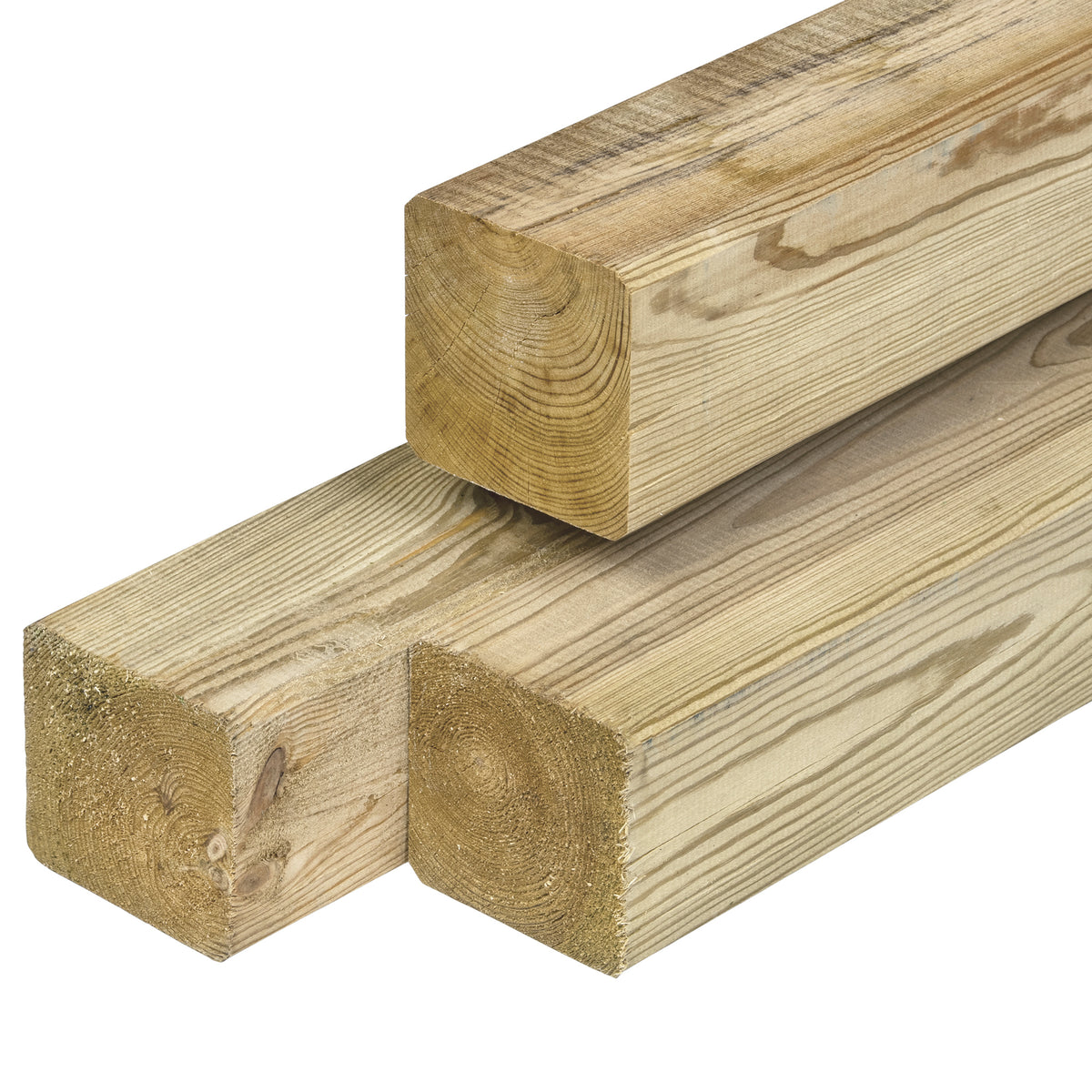 Grenen paal 8,8 x 8,8 x 400 cm, vers, groen geïmpregneerd, geschaafd, 4 ronde hoeken