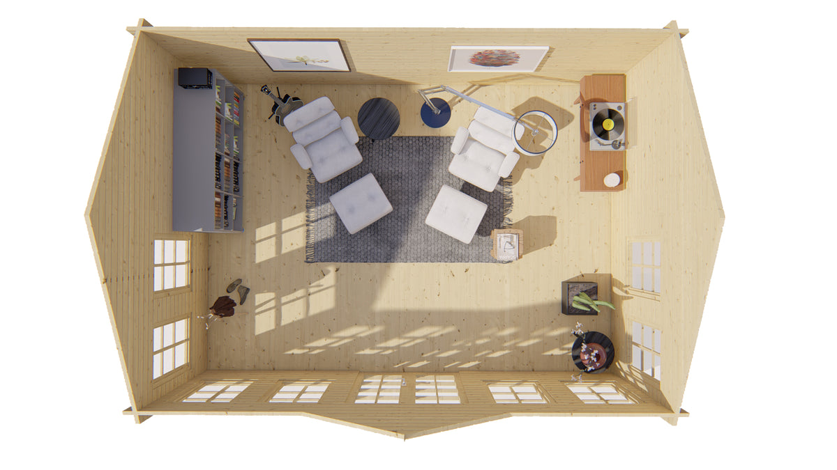 Blokhut - Tuinhuis Clockhouse | 44 mm | vuren Red Class Wood geïmpregneerd