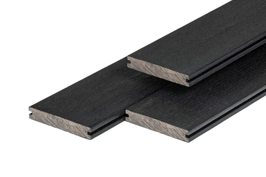 PuraShield composiet vlonderplank 2,3 x 13,8 x 300 cm, ebony black, massief, fijne houtnerf, clip systeem