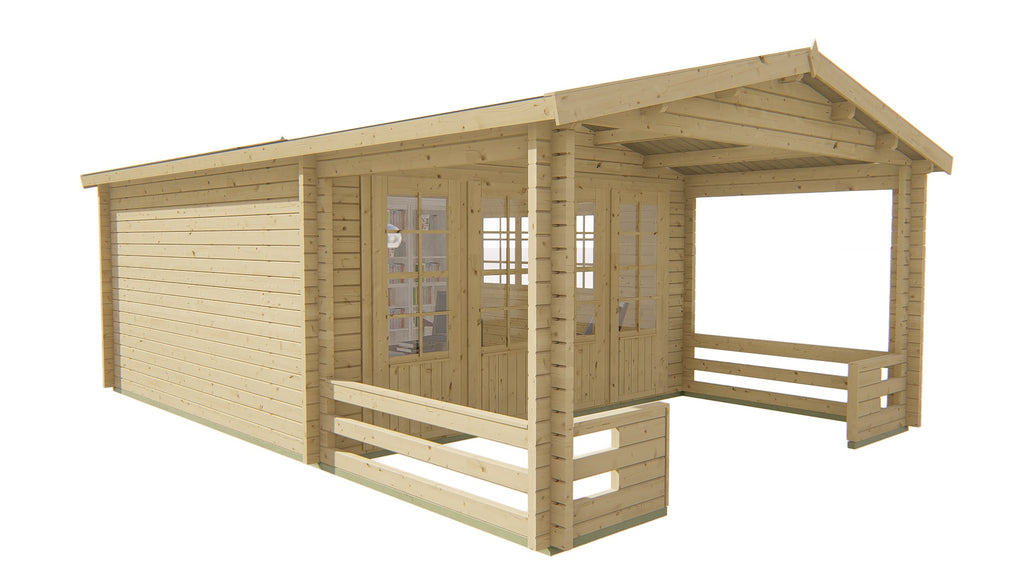 Blokhut - Tuinhuis Ipswich | 58 mm | vuren honinggeel geïmpregneerd