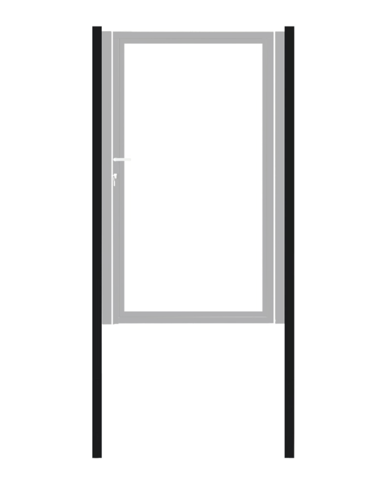 Poortpalen staal (set 2 stuks), zwart gepoedercoat, fijnstructuur