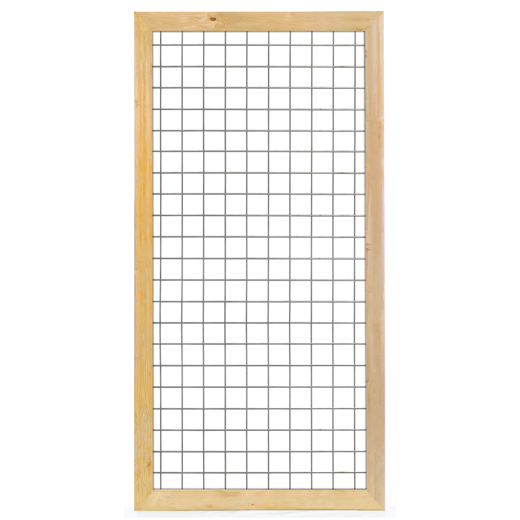 Gaaselement vuurverzinkt maaswijdte 7,5 x 7,5 cm met robuust kader grenen groen geïmpregneerd 4,4 x 6,8 cm H180 x B90 cm