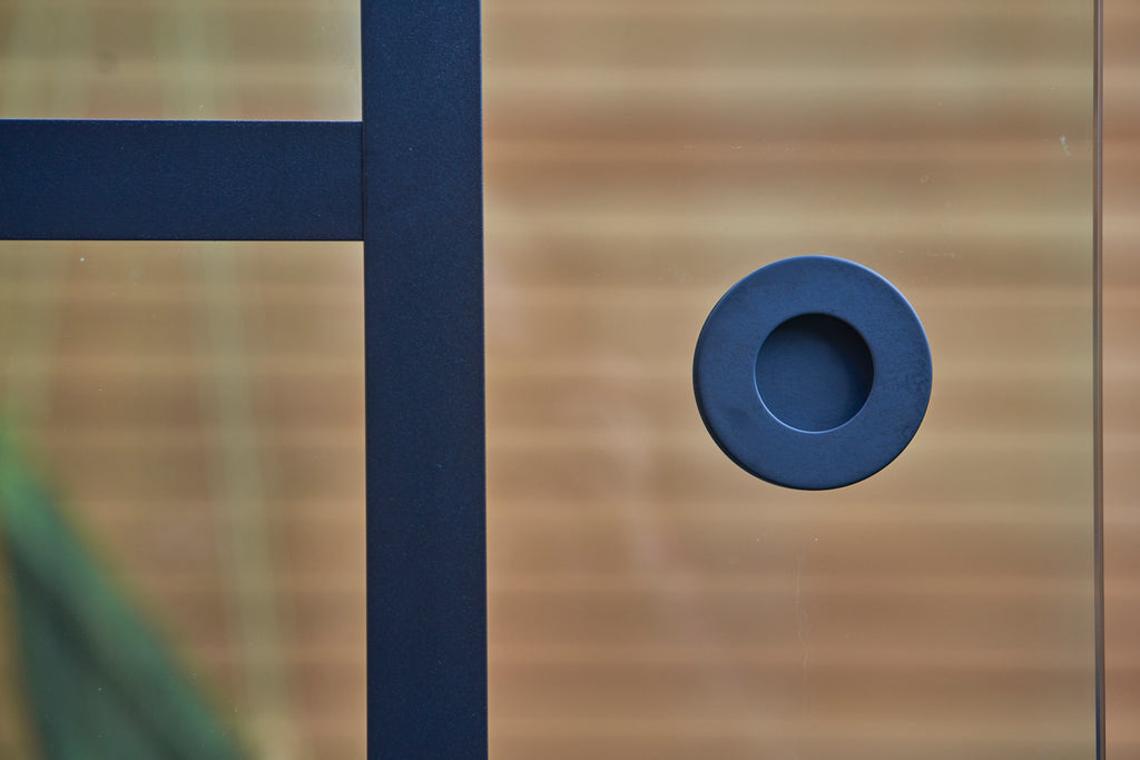 Deurgreep plakhandvat RVS zwart rond 65 mm, set van 2