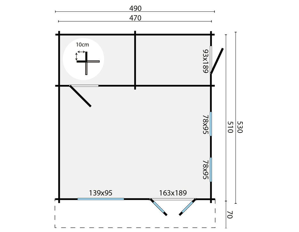 Blokhut - Tuinhuis Berlin | 44 mm | vuren honinggeel geïmpregneerd