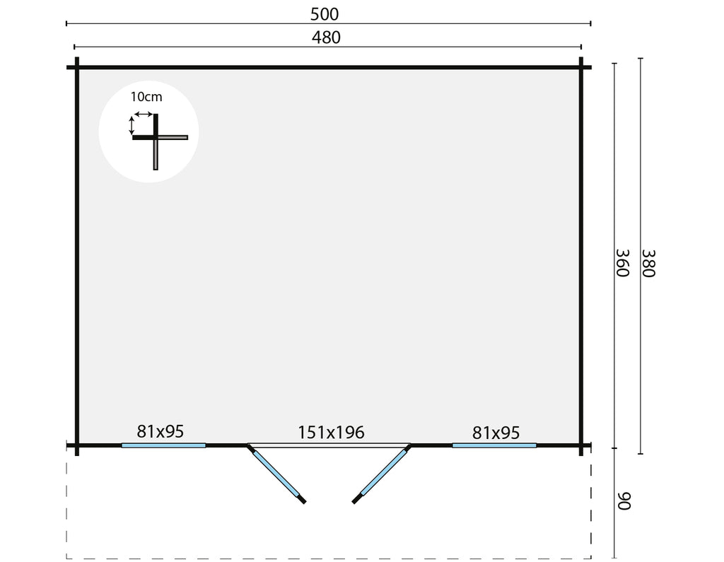 Blokhut - Tuinhuis Pavel | 44 mm | vuren bruin geïmpregneerd