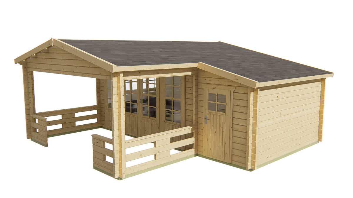 Blokhut - Tuinhuis Coventry | 58 mm | vuren grijs geïmpregneerd