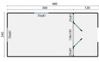 Circuswagen Paddy | 19mm | vuren onbehandeld | 480 x 240 cm | excl. onderstel