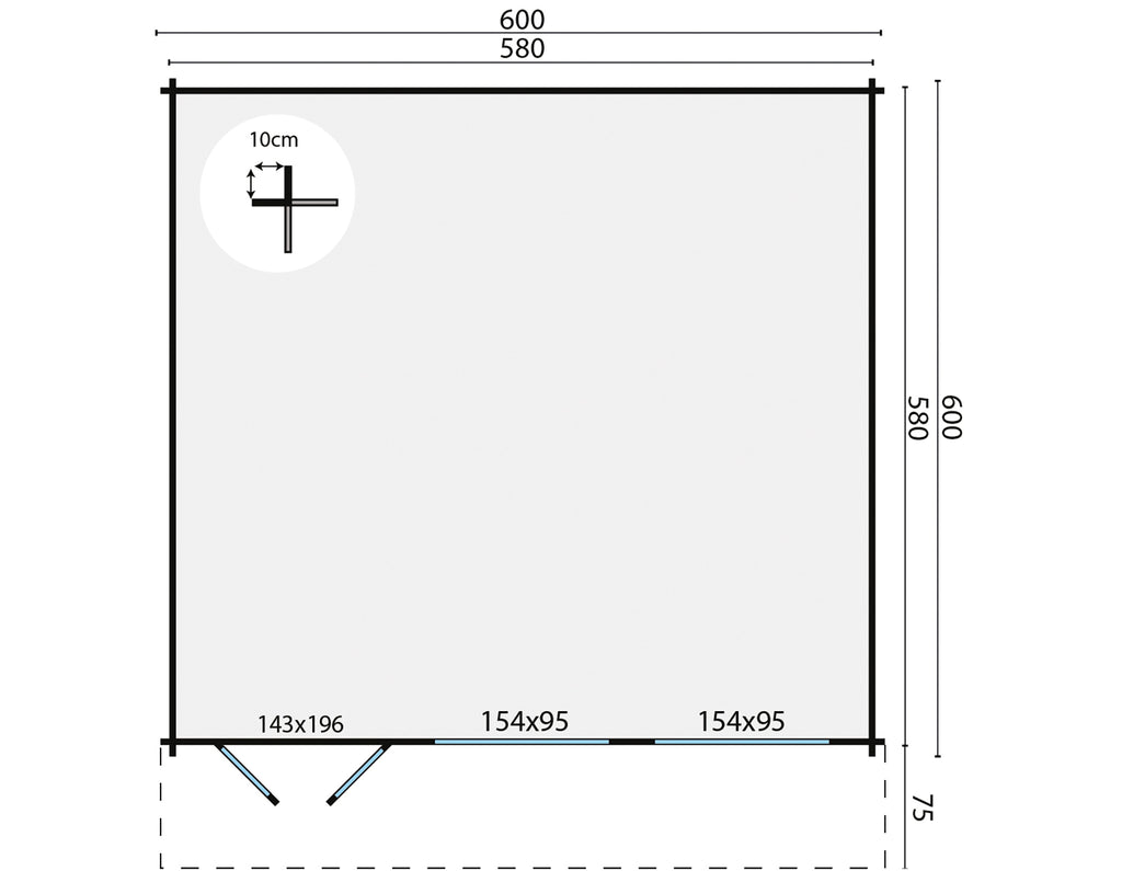 Blokhut - Tuinhuis Helle | 44 mm | vuren onbehandeld