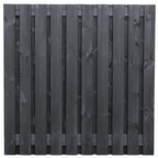 Tuinscherm Stuttgart, zwart gespoten vuren, RVS-geschroefd, 21-planks (19+2) 180 x 180 cm