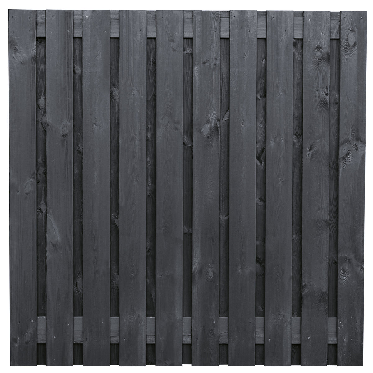 Tuinscherm Stuttgart, zwart gespoten vuren, RVS-geschroefd, 21-planks (19+2) 180 x 180 cm
