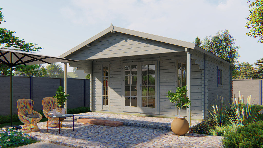 Blokhut - Tuinhuis Emiel | 44 mm | vuren grijs geïmpregneerd