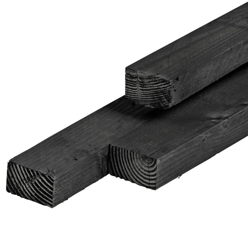 Douglas regel 4,5 x 7,5 x 400 cm, vers, zwart geïmpregneerd, fijnbezaagd, scherpkantig