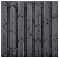 Tuinscherm Wolfsburg, zwart geïmpregneerd douglas, RVS-geschroefd, 15-planks (13+2) 180 x 180 cm