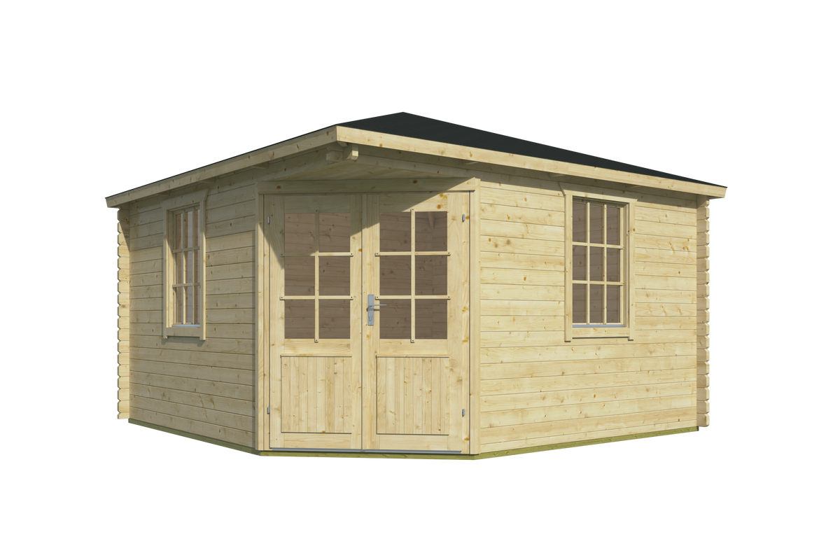 Blokhut - Tuinhuis Lotte | 44 mm | vuren bruin geïmpregneerd