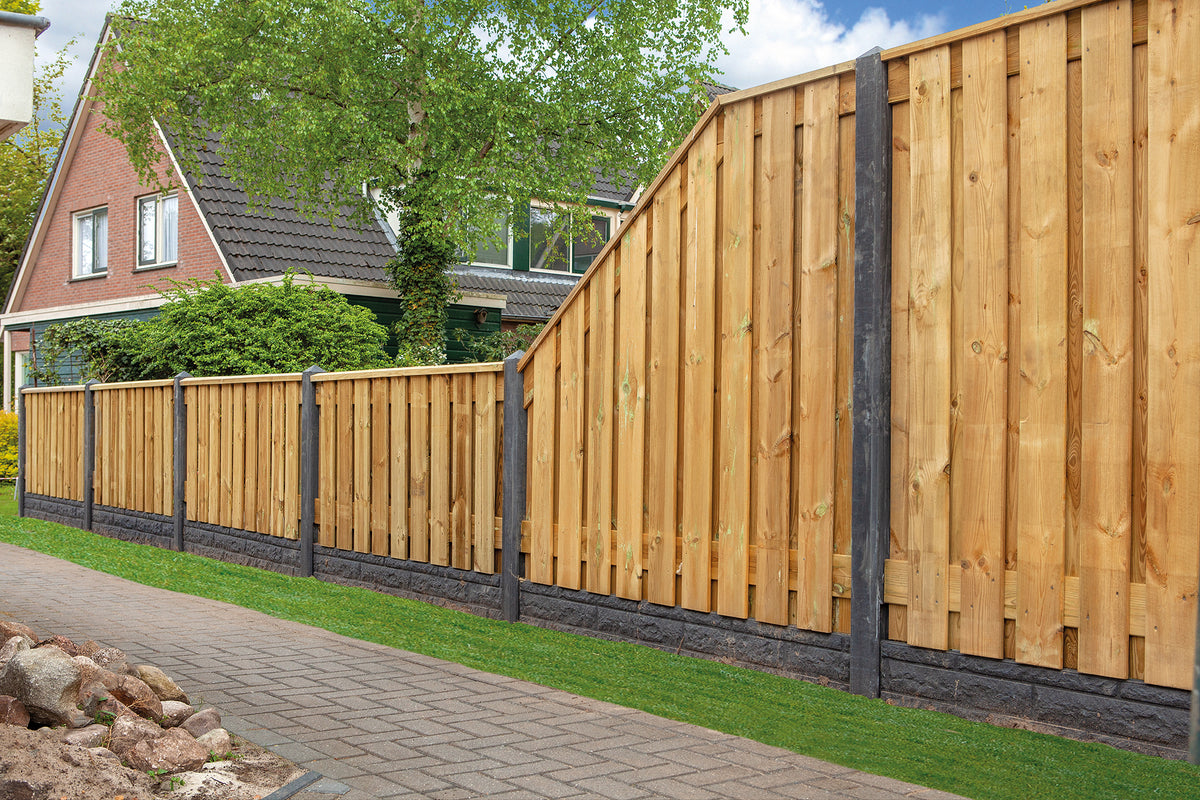 Tuinscherm Enschede, groen geïmpregneerd grenen, RVS-geschroefd, 21-planks (19+2) 180 x 180 cm
