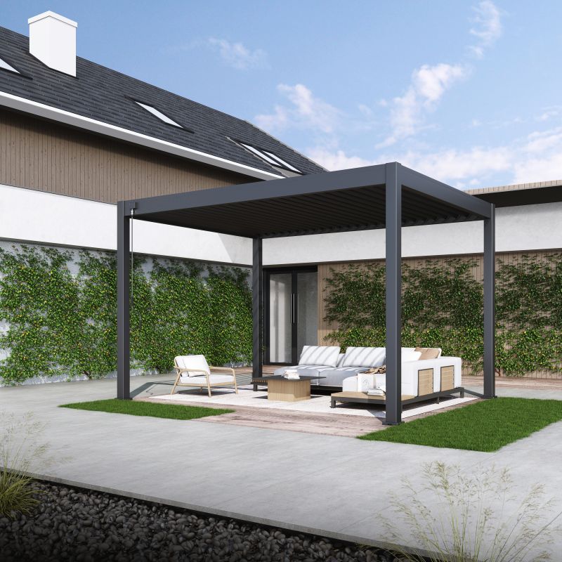 Tuindeco Advance line vrijstaande aluminium overkapping 300 x 400 x 255 cm antraciet