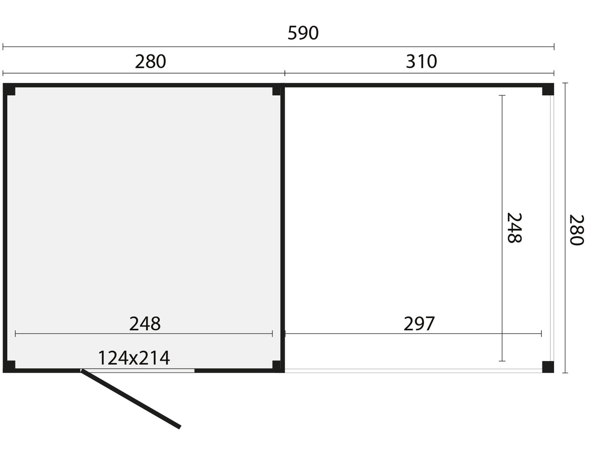 KubeLine + luifel 280 x 590 cm, onbehandeld