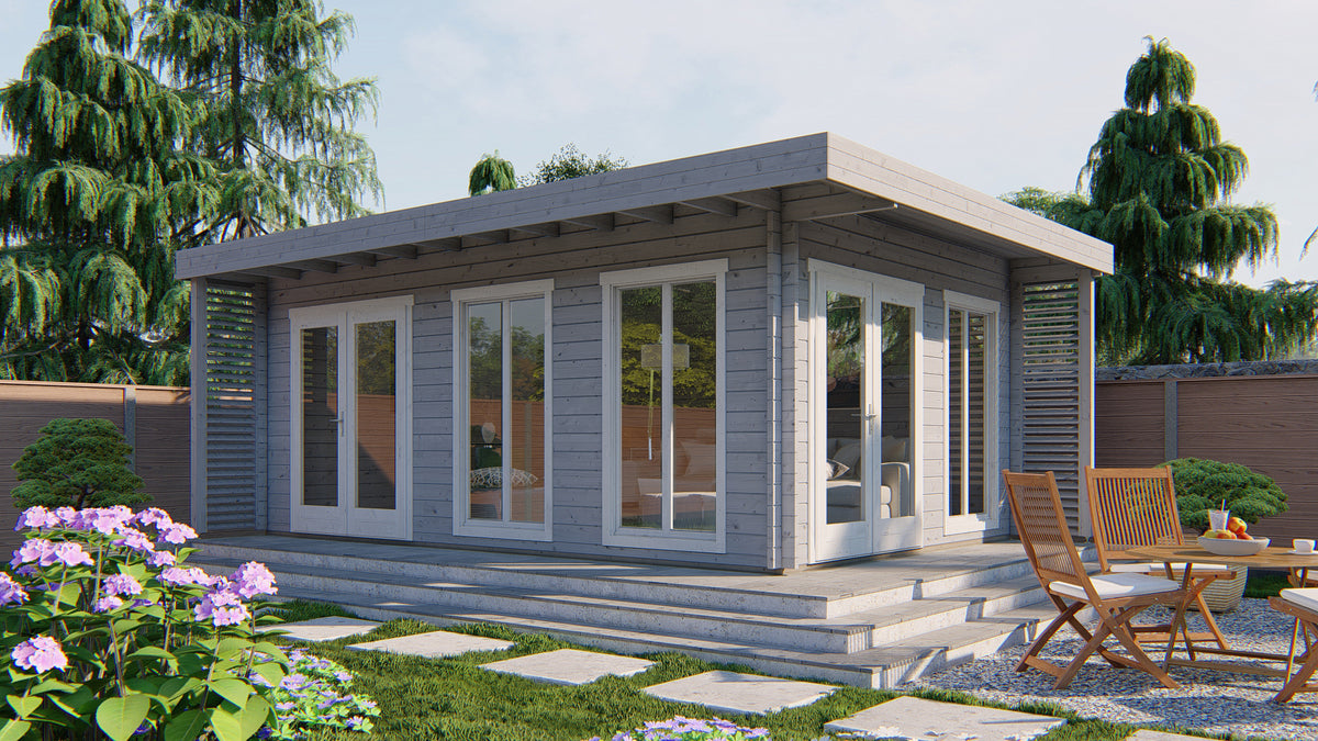 Blokhut - Tuinhuis Hildegard | 44 mm | vuren bruin geïmpregneerd