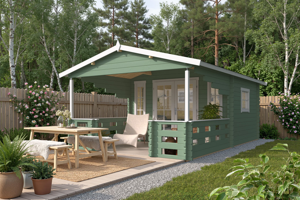 Blokhut - Tuinhuis Sanstrov | 44 mm | vuren grijs geïmpregneerd