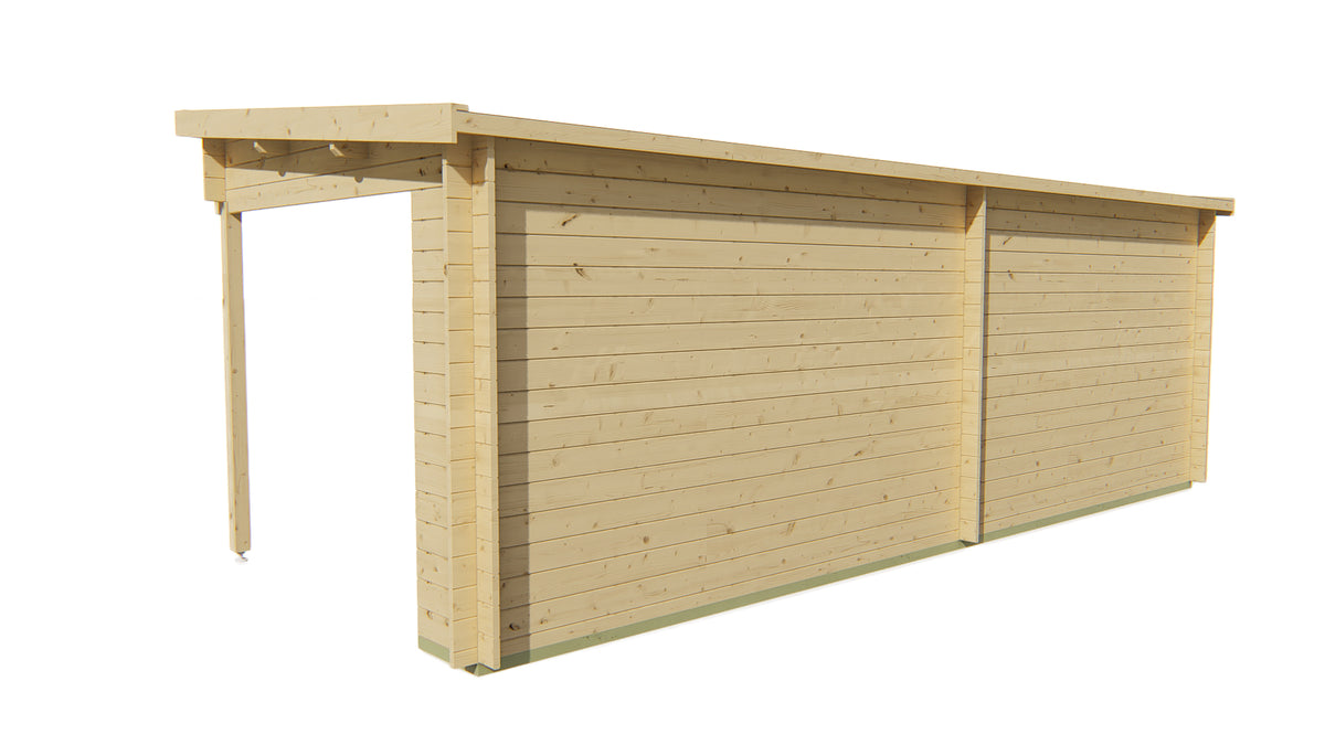 Blokhut - Tuinhuis Freddy | 28 mm | vuren groen geïmpregneerd