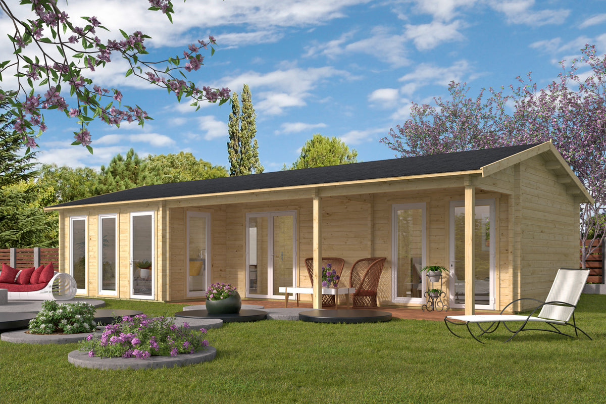 Blokhut - Tuinhuis Letterkenny | 70 mm | vuren bruin geïmpregneerd