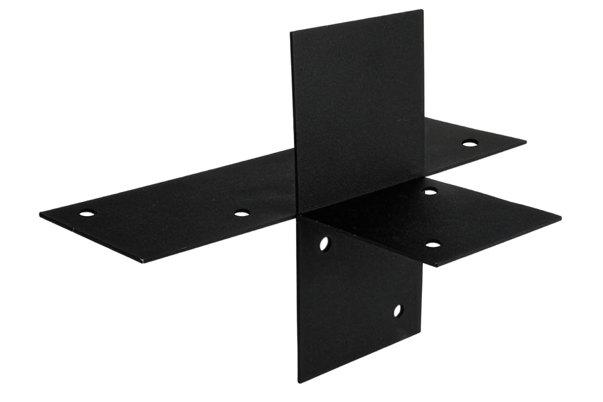 Pergola hoekverbinding met verlenging voor 9 x 9 cm balken met bevestigingsmateriaal, zwart gepoedercoat, incl. bevestigingsset