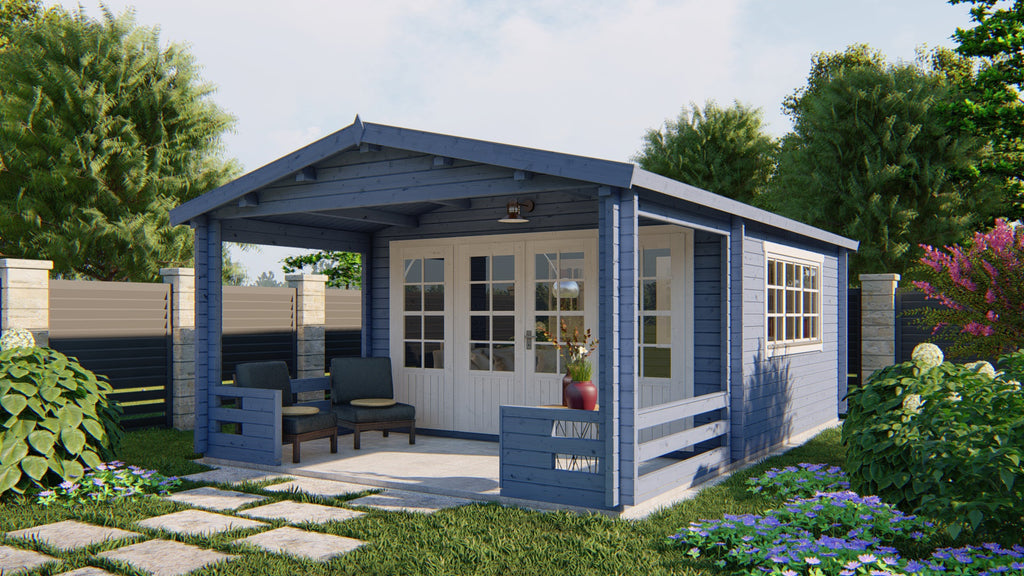 Blokhut - Tuinhuis Ipswich | 58 mm | vuren honinggeel geïmpregneerd