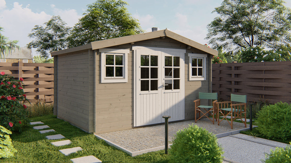 Blokhut - Tuinhuis Juha | 28 mm | vuren honinggeel geïmpregneerd
