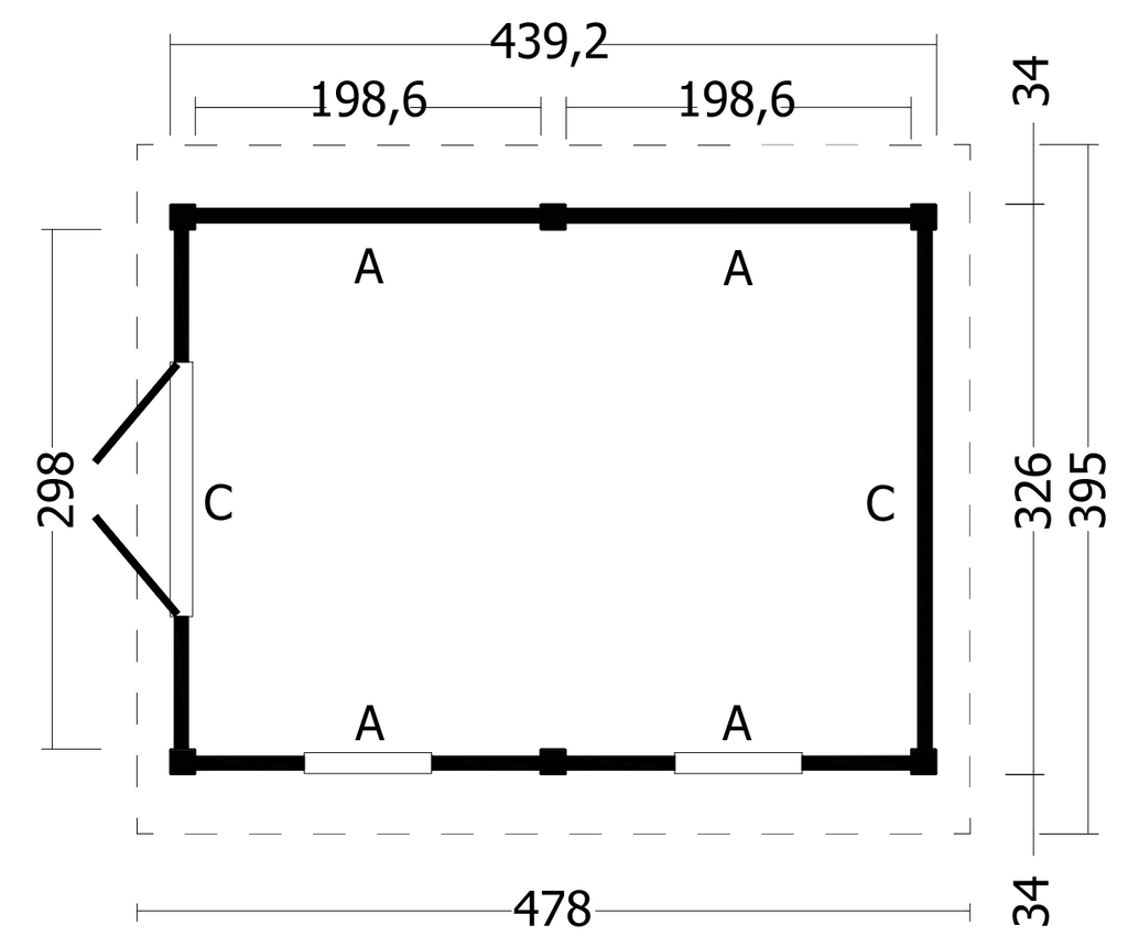 Hamar L Type 4 Douglas Gedroogd Potdekselplank blank