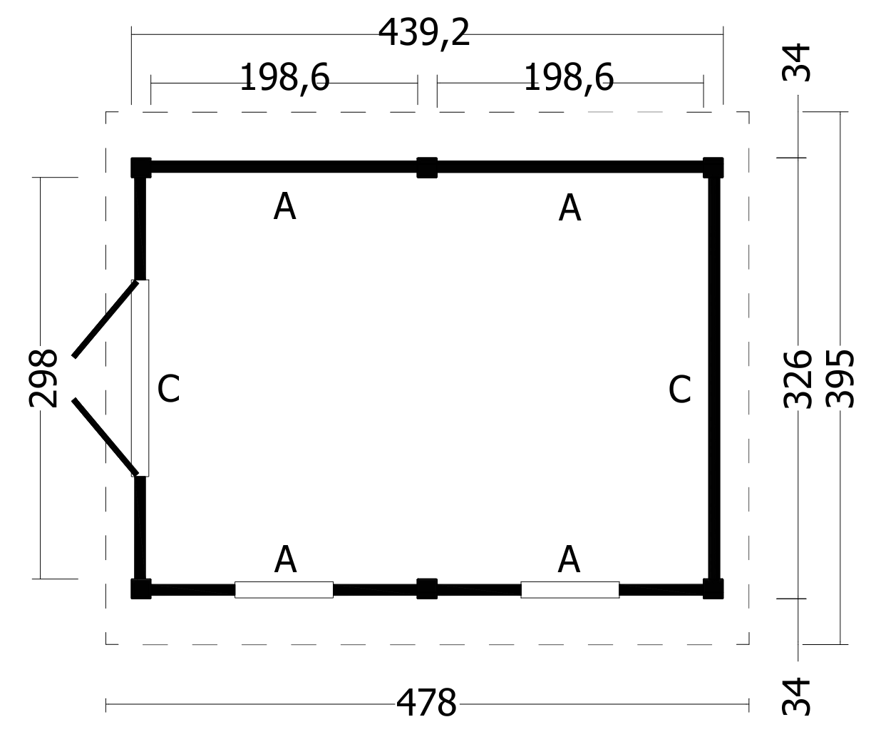 Hamar L Type 4 Douglas Gedroogd Potdekselplank blank