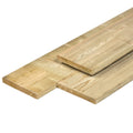 NE vuren plank 1,9 x 14,5 x 300 cm, vers, groen geïmpregneerd, geschaafd, 4 ronde hoeken