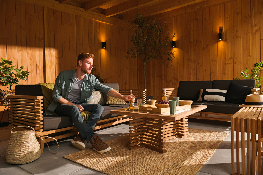 Teak loungeset Riverside tafel met glasplaat