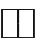 Dubbele stalen poort, zwart gepoedercoat, fijnstructuur, incl. hang- en sluitwerk (t.b.v. profielen 21mm dik)