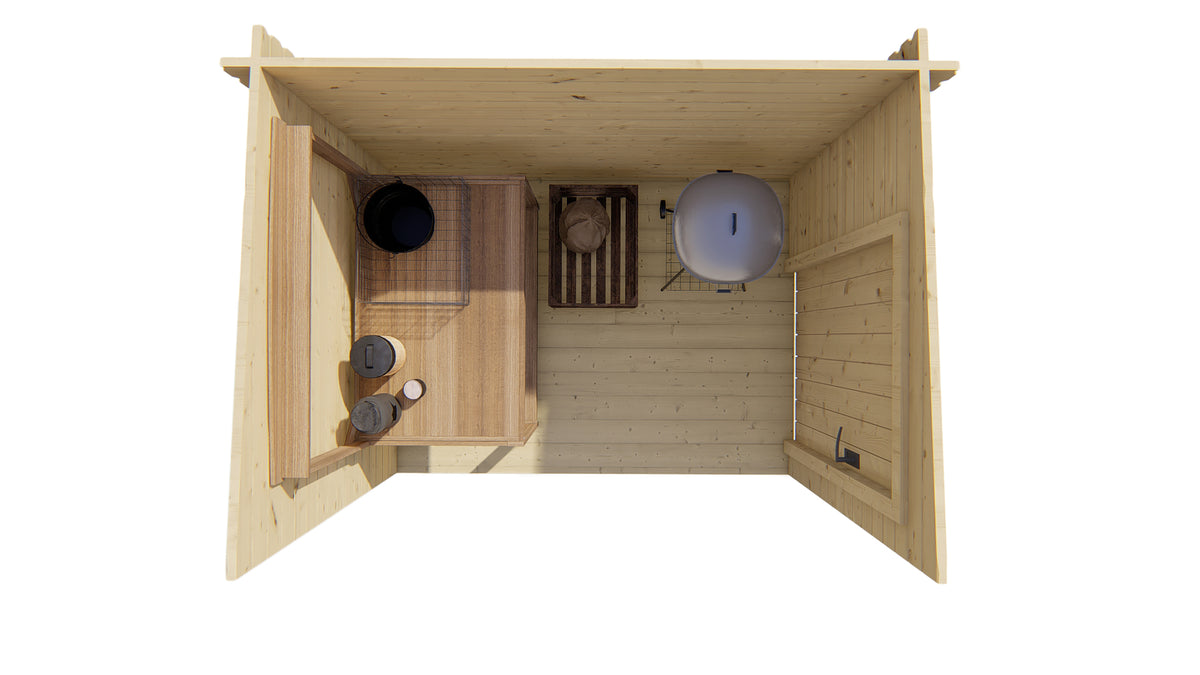 Blokhut - Tuinhuis Aanbouw | 44 mm | vuren grijs geïmpregneerd