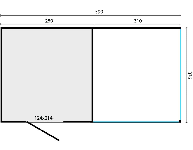 KubeLine + luifel 380 x 590 cm, zwart